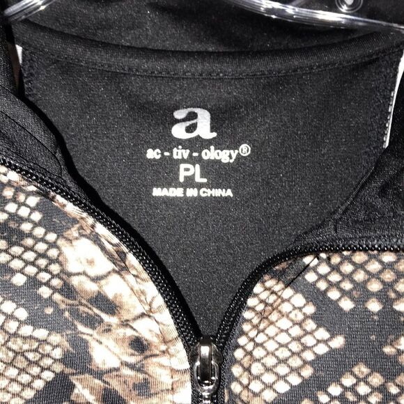 Ac-tiv-ology Women's Black Brown Snake Print Full Zip Athletic Jacket Size PL - Picture 2 of 6